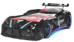 Lit Voiture Turbo V8 Noir à Led 90x190 Cm